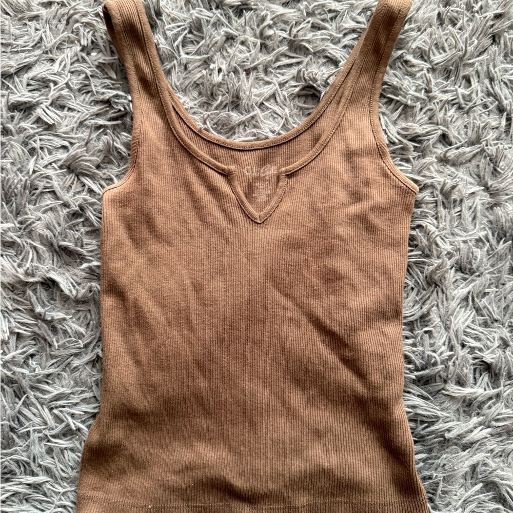 Brandy Melville Brown Ribbed Tank Top